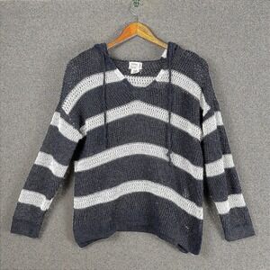 Artelier‎ Nicole Miller Navy White Striped Hooded Knit Sweater Size M